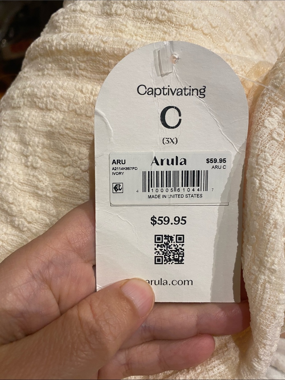 Arula Laura Lace Floral Crop Tee Ivory NWT 3X - Picture 3 of 5